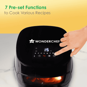 Wonderchef Swift Digital Air Fryer | with Window | 6 L | 1350W | 7 Pre-Set Functions | Black