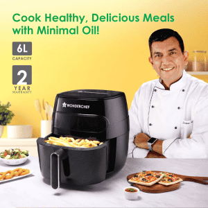Wonderchef Swift Digital Air Fryer | with Window | 6 L | 1350W | 7 Pre-Set Functions | Black