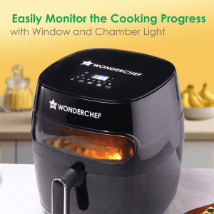Wonderchef Swift Digital Air Fryer | with Window | 6 L | 1350W | 7 Pre-Set Functions | Black