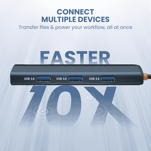 Salpido 6-in-1 Type-C USB Hub Adapter | USB 3.0×3 | 4K HDMI Output | 100W Power Delivery