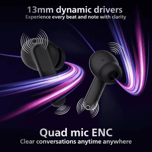 ​PHILIPS True Wireless Earbuds | ANC/ENC |  50H Playtime | Fast Charging | Black | TAT1050BK/94​