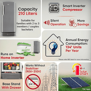 LG Smart Inverter Compressor Direct Cool Single Door Refrigerator | 210 L | 5 Star | Shiny Steel | GL-D231APZU