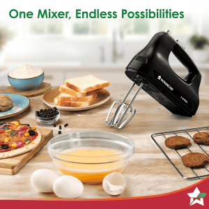 Wonderchef Essenza Hand Mixer | 3 Variable Speed Settings | 300W | Black