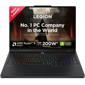 Lenovo Gaming Laptop Legion Pro 5 AMD Ryzen 9-9955HX | NVIDIA GeForce RTX 5060 | 32 GB | 1 TB SSD | Eclipse Black | 83F20037IN