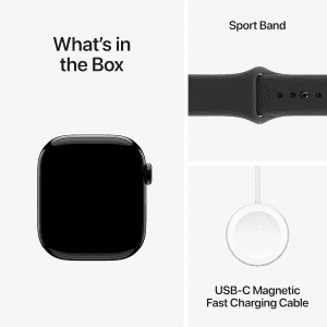 Apple Watch Series 11 | GPS + Cellular | 42mm | S/M | Jet Black Aluminium Case with Black Sport Band | MF834HN/A