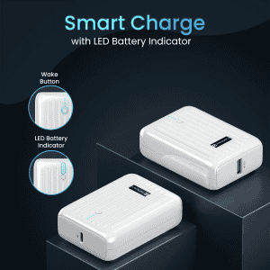 PORTRONICS Zapcell | 10K |  22.5W  | High-Speed Charging | Dual Output Ports | White