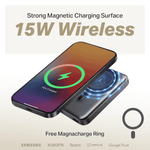 boAt EnergyShroom PB331 Powerbank | 10000mAh Magnetic Wireless 15W Wireless & 22.5W Wired Charging | Ash Black