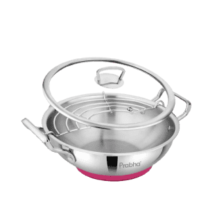 Prabha Elante Tri-Ply Kadhai With Glass Lid | 26cm