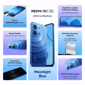 Redmi 15C 5G | 6 GB | 128GB | Moonlight Blue