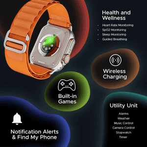 BoAt Wave Glory Pro Amoled Smart Watch | 1.96 | SpO2 | Royal Orange