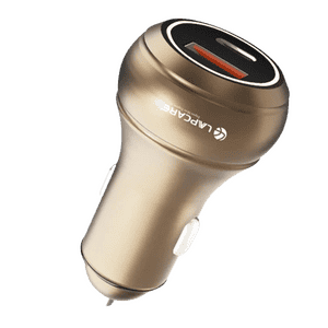 Lapcare CARGE 145W PD Super Fast Car Charger | 100W USB-A | 45W Type C | Golden | LCC-215