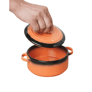 Vola Prisma Fine Porcelain Round Casserole with Lid | 10 Cm | Spicy Orange