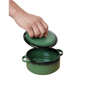 Vola Prisma Fine Porcelain Round Casserole Set with Lids | 14 cm | Olive Green