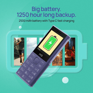 HMD 150 Music Keypad Mobile | 2500 mAh Big Battery & Type C Fast Charger | Purple