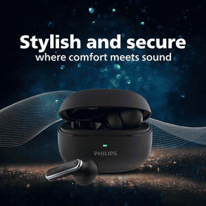 Philips Wireless Earbuds with ANC | Quad Mic ENC | Fast Charging | Black | TAT1150/94