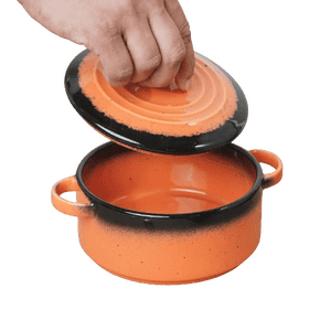 Vola Prisma Fine Porcelain Round Casserole with Lid | 12CM | Spicy Orange