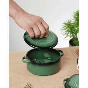 Vola Prisma Fine Porcelain Round Casserole Set with Lid | 12 cm | Olive Green