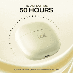Boat Airdopes 213 Wireless Bluetooth Earbuds | 50H Battery | ENx Tech | Beast Mode | ASAP Charge | Sandstone