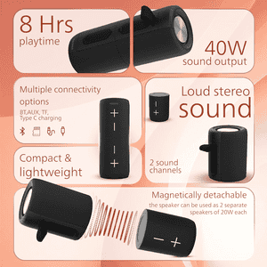 Philips Wireless Bluetooth Speaker | 40W | 52mm Driver | Deep Black | TAS4400BK/94