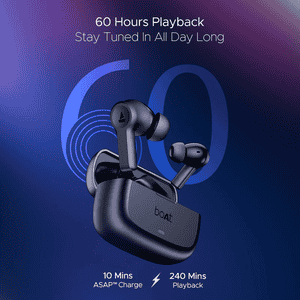 Boat Nirvana Lucid TWS Wireless Earbuds | Active Noise Cancellation | ASAP Charge | Gunmetal Black