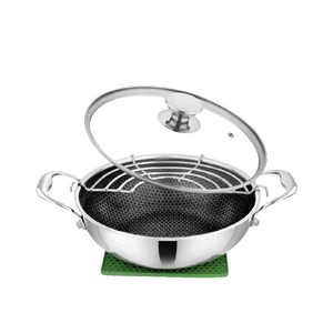 Prabha Tri-ply Hexa Cube Kadhai With Lid | 28 CM