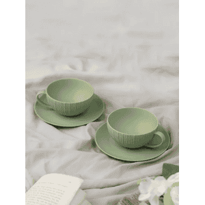 Vola Vogue Coupe Fine Porcelain Coupe set | Cup & Saucer | Set of 12 | Tea | Coffee | Moss