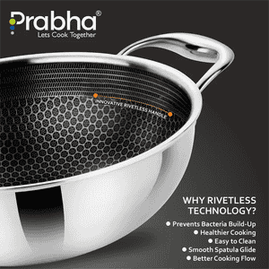Prabha Tri-ply Hexa Cube Kadhai With Lid | 28 CM