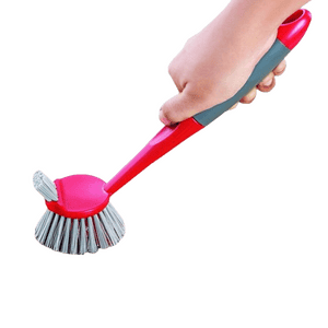Cello Kleeno Dual Action Sink & Dish Brush | Hanging Provision | Plastic Kitchen Sink Basin Wash Cleaning Brush | Multicolors