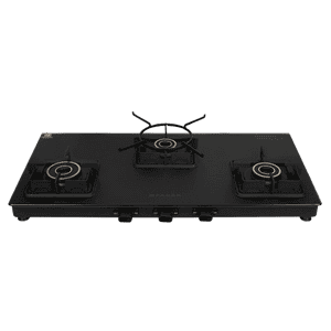 Faber Blossom Matt Glass Finish Cooktop | 3 Brass Burners-Jumbo, Medium & Small | Black
