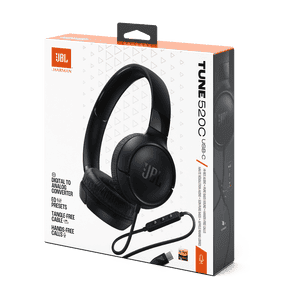 JBL Tune 520 C Wired On Ear Headphones | Black | JBLT520CBLK