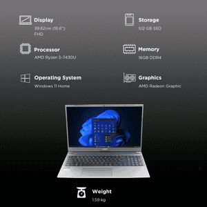 Acer Aspire Lite AL15-41 Thin & Light Laptop | AMD Ryzen 5 7430U | 16GB | 512GB | Windows 11 Home | 15.6 inch | MS Office Home | Steel Grey | UN.31ZSI.039