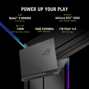 Asus ROG Strix G16 Gaming Laptop | AMD Ryzen 9 8940HX | 16GB | 1TB | Windows 11 Home | Eclipse Gray | 40.64cm (16 inch) | G614PH-RV073WS