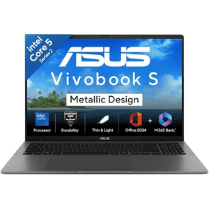 ASUS Vivobook S16 Light Weight Laptop | Intel Core 5 210H | 16GB | 512GB | Intel UHD Graphics | 40.64 cms (16) WUXGA | Windows 11 Home | Matte Gray | S3607VA-RP113WS