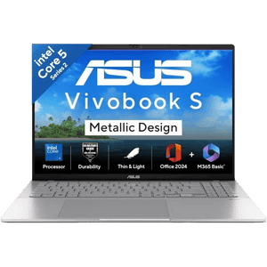 Asus Vivobook S16 Light Weight Laptop | Intel Core 5 210H | 16GB | 512GB | Intel UHD Graphics | 40.64 cms (16) WUXGA | Windows 11 Home | Cool Silver | S3607VA-RP114WS