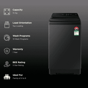 Samsung Fully Automatic Top Load Washing Machine | 10 kg | 5 Star | Black Cavier | WA40F10H2BTL