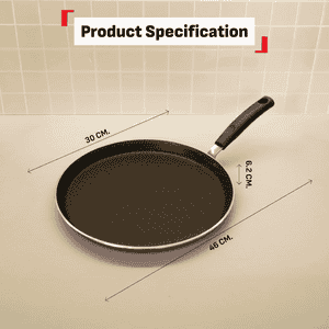 Tefal Simply Chef 30 cm Flat Tawa | Resist Plus Non-Stick Coating | Red