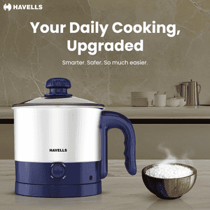 Havells Steamor Multicook Kettle | 1.2 L | Food Grade Body with Cool Touch Handle | Multicolor