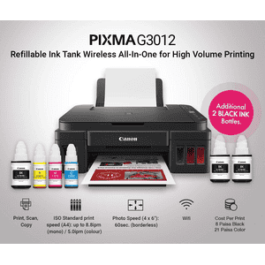 Canon Pixma All-in-One Wireless Ink Tank Colour Printer | Black | G3012