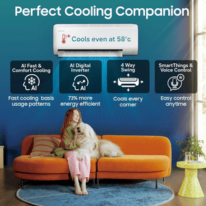 Samsung AI Inverter Smart Split AC | 1 Ton | 3 Star | Digital Inverter | white | AR50H12D1LHNNA