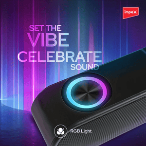 Impex Portable M1012 MusikBar M1012 | Portable Bluetooth Soundbar with LED Light Function | Black