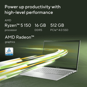 ASUS VivoBook 15 Laptop | AMD Ryzen 5 150 |16GB | 512GB | 15.6 (39.62 cms) | Windows 11 Home | Cool Silver | M1502NAQ-BQ119WS