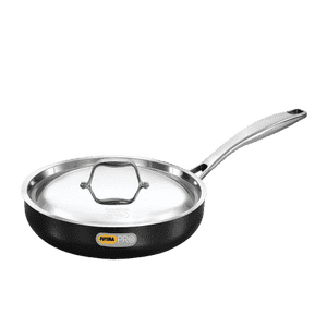 Hawkins Futura Pro Nonstick Frying Pan | 22 cm | Stainless Steel Lid | Black | PNF22S