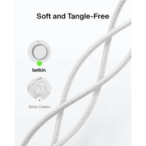 Belkin Braided Cable BoostCharge Pro | Fast Charging Cable | Type C Charger | White | CAB024FQ1MWH