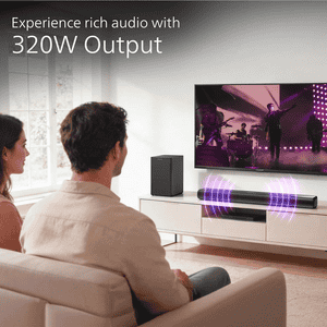 Philips Soundbar Bluetooth With Wired Subwoofer | 320W | 2.1 Channel | Black | TAB4330