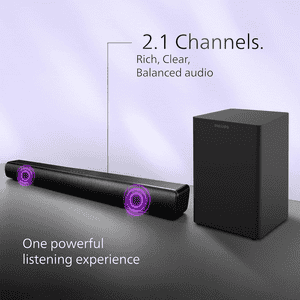 Philips Soundbar Bluetooth With Wired Subwoofer | 320W | 2.1 Channel | Black | TAB4330