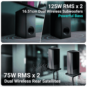 Zebronics Juke BAR 9552 Bluetooth Soundbar with Dual Wireless Subwoofer | 625 Watts | Black