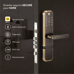 Yale Zuri Smart Door Lock | Fingerprint | PIN | RFID | Manual Key | Bluetooth Digital Smart Lock with Yale Home App Access | 3 Year Warranty | Antique Bronze