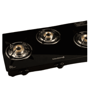 Blueberrys Glanza Glass Top Gas Stove | 3-Burner | Black