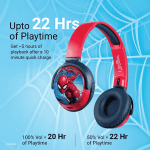 Marvel Spider-Man Kids Bluetooth Stereo Headphones | Swivel & Foldable Cups | Red | MV-9955-SM