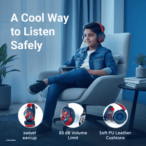Marvel Spider-Man Kids Bluetooth Stereo Headphones | Swivel & Foldable Cups | Red | MV-9955-SM
